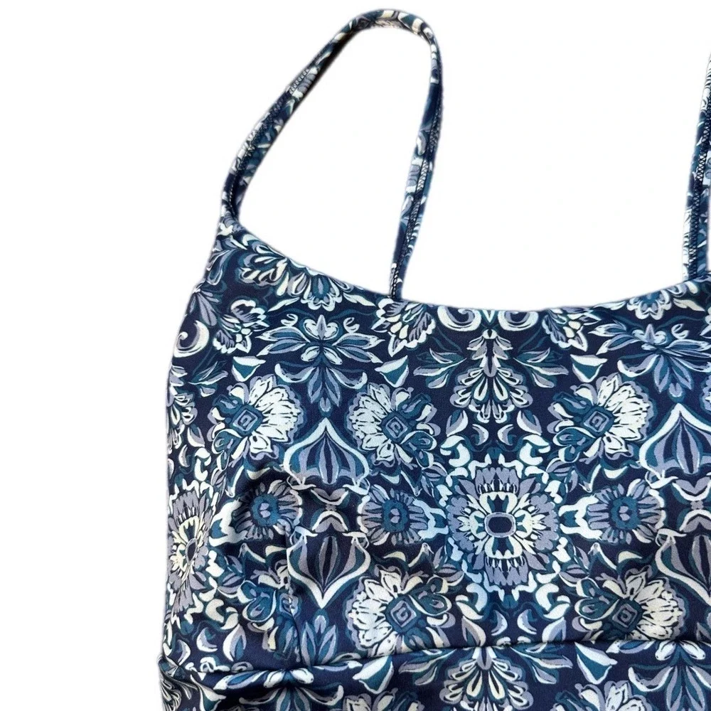 Adore Me Tankini Swim Top Womens Large Blue White Medallion NWT WIN-AW-13381-SPT